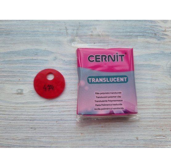 Cernit Translucent oven-bake polymer clay, ruby red, Nr. 474, 56 gr