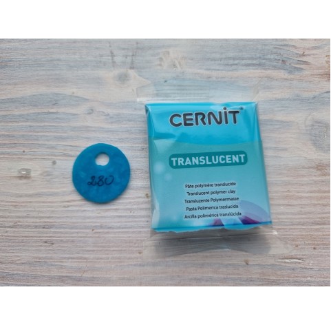 Cernit Translucent oven-bake polymer clay, turquoise blue, Nr. 280, 56 gr