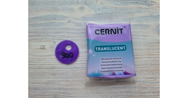 Cernit Translucent oven-bake polymer clay, violet, Nr. 900, 56 gr