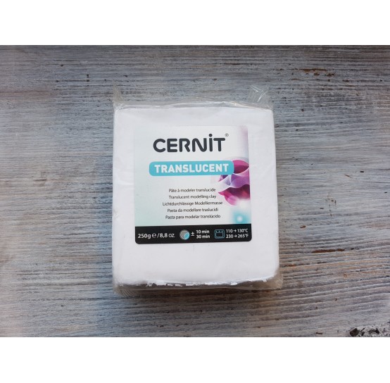 Cernit Translucent oven-bake polymer clay, white, Nr. 005, BIG PACKAGE 250 gr