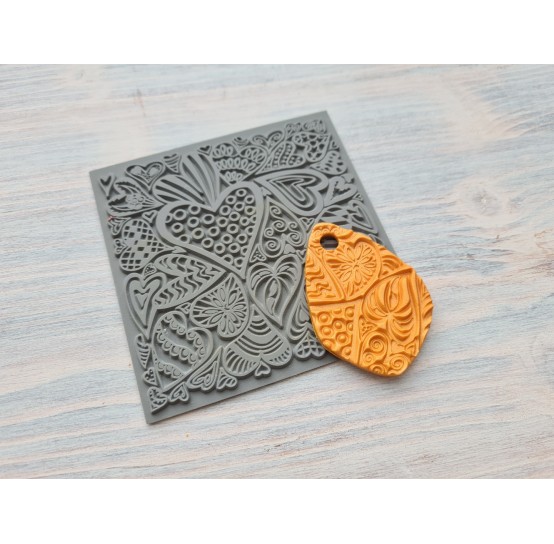 Cernit texture plate for polymer clay, Hearts, 9*9 cm