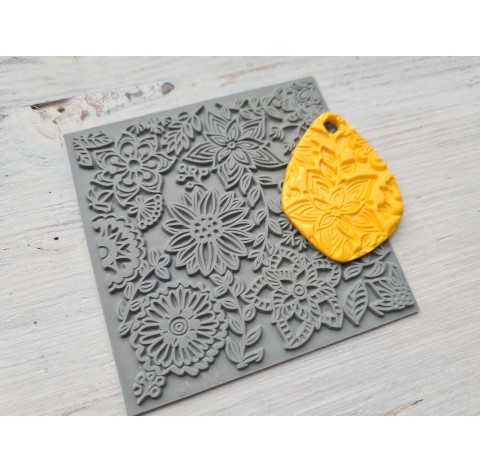 Cernit texture plate for polymer clay, Blossoms, 9*9 cm