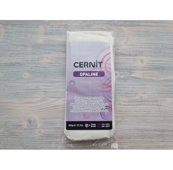 Cernit Opaline oven-bake polymer clay, white, Nr. 010, 500 gr