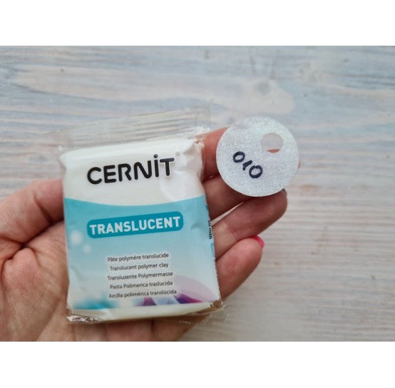 Cernit Translucent oven-bake polymer clay, glitter white, Nr. 010, 56 gr