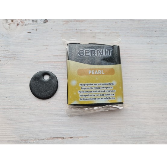 Cernit Pearl oven-bake polymer clay, Black, Nr.100, 56 gr