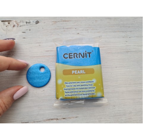 Cernit Pearl oven-bake polymer clay, Blue, Nr.200, 56 gr