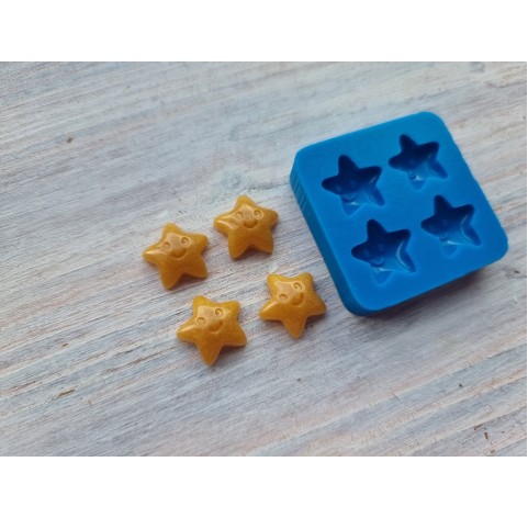 Silicone mold, Cute smiling stars, 4 pcs., ~ 1.3 cm