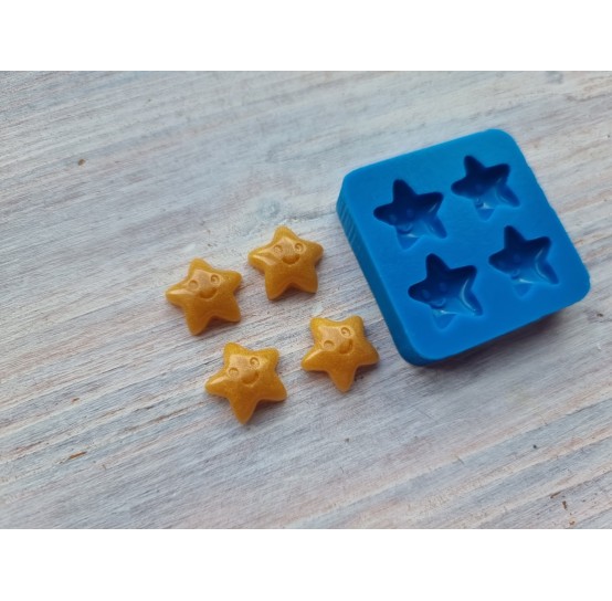 Silicone mold, Cute smiling stars, 4 pcs., ~ 1.3 cm