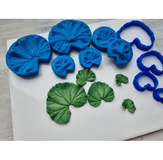 Silicone veiner, GERANIUM LEAF,  3 veiners + 4 cutters, choose yours, full set or individually