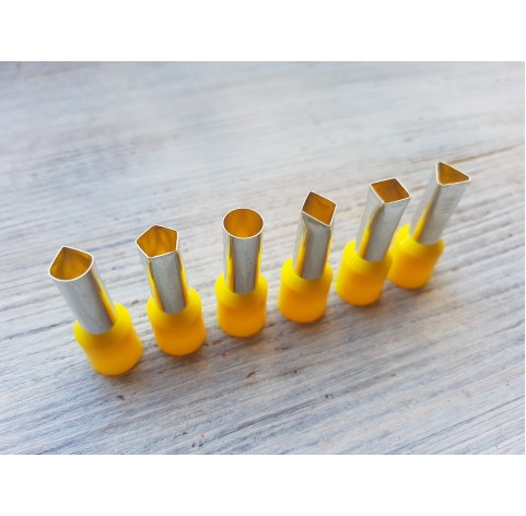 Set of metal cutters, 6 types - Drop, Rhombus, Square, Triangle and Pentagon  ≈0.7cm-0.9cm