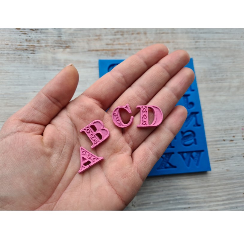Silicone mold, English alphabet with ornament, Modeling tools for sculpting  letters and numbers, for home decor