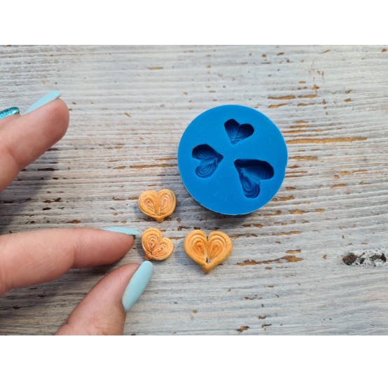Silicone mold, Mini buns, heart, 3 pcs., ~ 1.4-2 cm