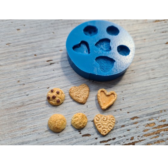 Silicone mold, Mini cookie set 12, shortbread cookie, 6 pcs., ~ 1-1.4 cm