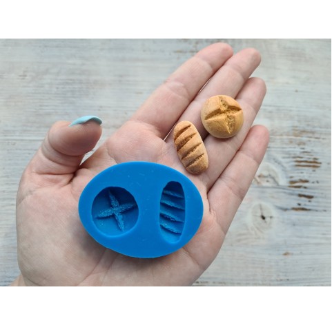 Silicone mold, miniature bread 2 pcs., Ø 2.2 cm, 1.5-2.9 cm