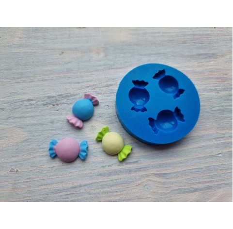 Silicone mold, Candy with ribbon, 3 pcs., ~ 2.3 cm