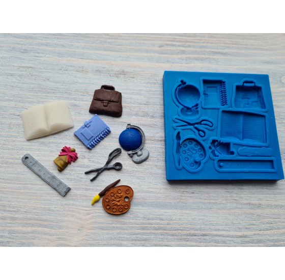 Silicone mold, School set, 8 pcs., ~ 1.2-4.1 cm