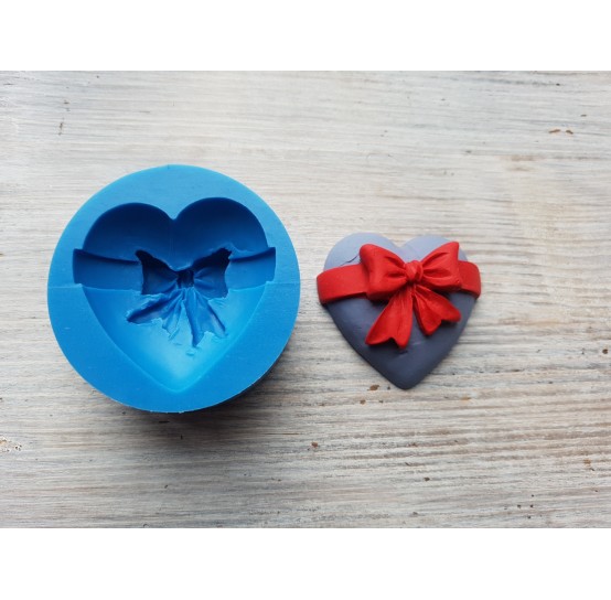 Silicone mold, Heart with a bow, ~ Ø 4.4 cm
