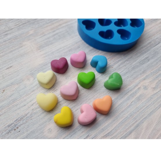 Silicone mold, Heart, style 9, 11 elements, ~ 1.3*1.6 cm, H:0.8 cm