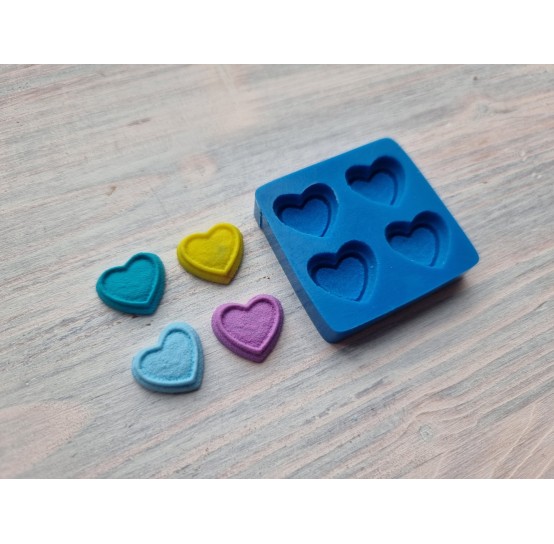 Silicone mold, Hearts, 4 pcs., ~ 1.8 cm