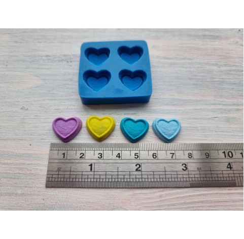 Silicone mold, Hearts, 4 pcs., ~ 1.8 cm