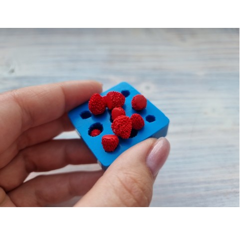Silicone mold, Mini wild strawberries, 9 pcs., ~ Ø 0.5-1.1 cm