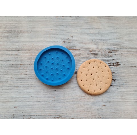 Silicone mold, large cookie "B", round with holes, Ø 7 cm