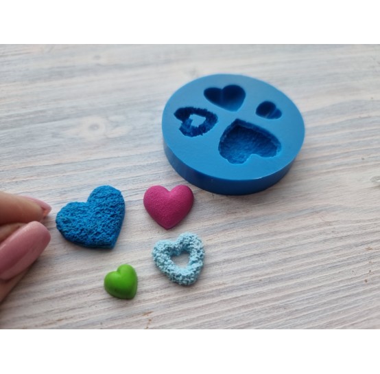 Silicone mold, Hearts, 4 pcs., ~ 1.1-2.4 cm
