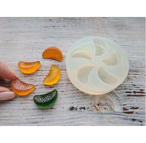 Silicone mold, Slice of mandarin, 5 pcs., ~ 1.5*2.7 cm