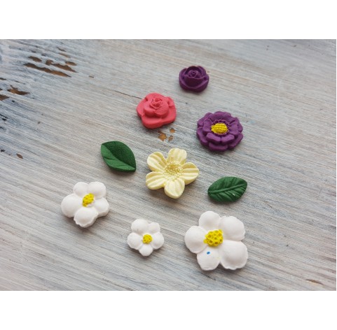 Silicone mold, Set of leaves and flowers, 9 pcs., ~ 1.1-2 cm