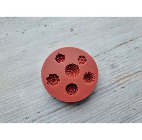 Silicone mold, Set of flowers, 6 pcs., ~ 0.7-1.2 cm