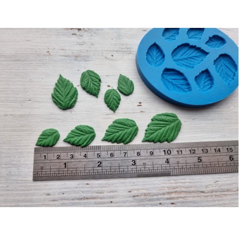 Silicone mold, Raspberry leaves 1, 8 pcs., ~ 2-3.5 cm