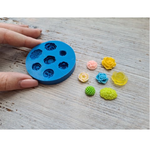 Silicone mold, Set of flowers, 7 pcs., ~ 1.7-2.2 cm