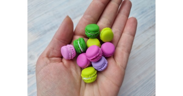 10 Pieces of Macaron Cookie Resin Charms for Jewelry Making 