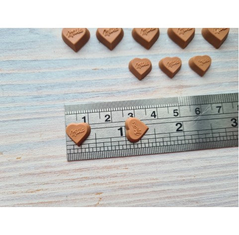 Polymer clay figurines, Milk chocolate, heart, 5 pcs., ~ 1 cm