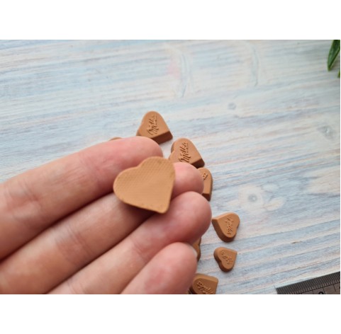 Polymer clay figurines, Milk chocolate, heart, 5 pcs., ~ 1 cm