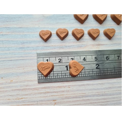Polymer clay figurines, Milk chocolate, heart, 5 pcs., ~ 1.3 cm