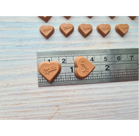 Polymer clay figurines, Milk chocolate, heart, 5 pcs., ~ 1.6 cm