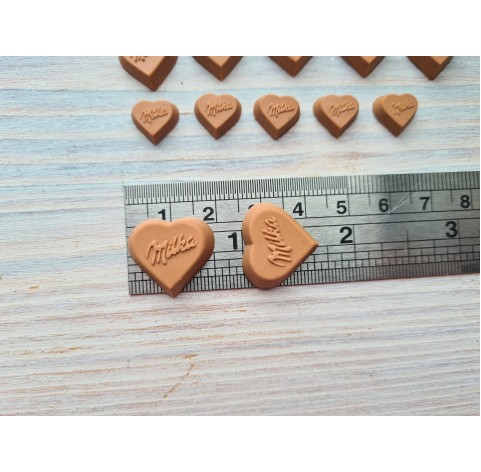 Polymer clay figurines, Milk chocolate, heart, 5 pcs., ~ 2 cm