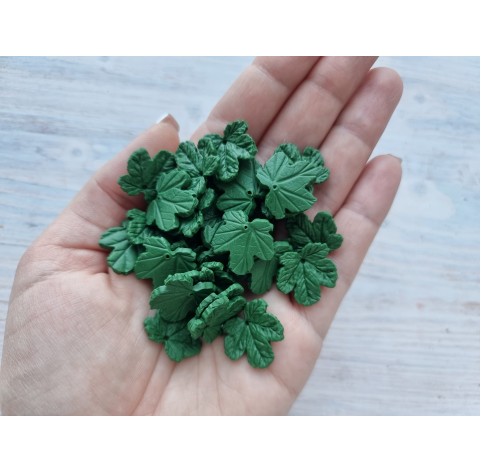 Polymer clay figurines, Cloudberry leaves, 18 pcs., ~ 1.8-2 cm