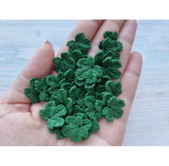 Polymer clay figurines, Cloudberry leaves, 24 pcs., ~ 1.8-2 cm