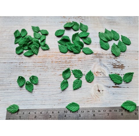 Polymer clay figurines, Mint leaves 24 pcs., choose size, ~ 2 cm, 2.5 cm, 3 cm