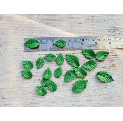 Polymer clay figurines, Mint leaves 12 pcs., choose size, ~ 2 cm, 2.5 cm, 3 cm