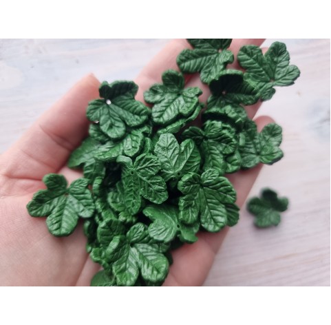 Polymer clay figurines, Cloudberry leaves, 24 pcs., ~ 2.2-2.6 cm