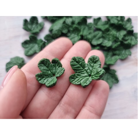 Polymer clay figurines, Cloudberry leaves, 18 pcs., ~ 2.2-2.6 cm