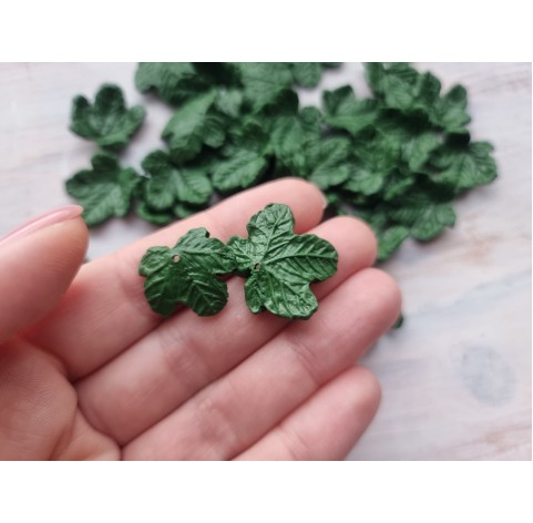 Polymer clay figurines, Cloudberry leaves, 12 pcs., ~ 2.2-2.6 cm