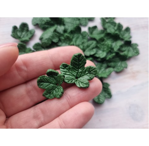 Polymer clay figurines, Cloudberry leaves, 18 pcs., ~ 2.2-2.6 cm