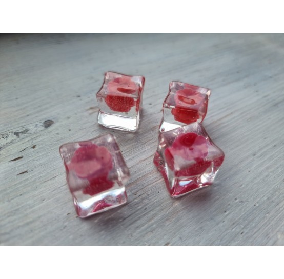 Polymer clay figurines, Ice cube with berry, 1 pcs., ~ 2 cm