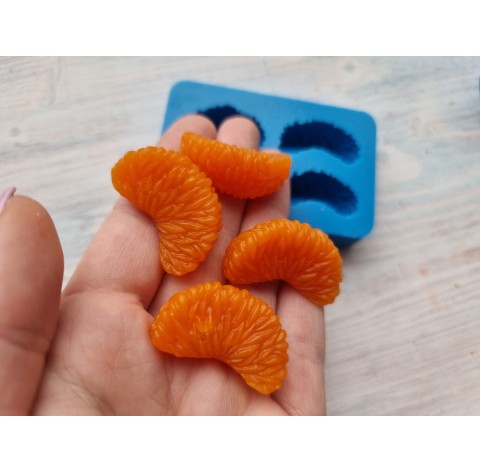 Silicone mold, Slice of mandarin/apelsin, 4 pcs., ~ 1.9*3.5 cm