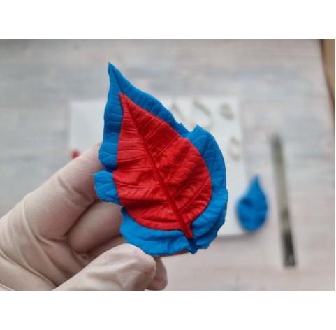 Silicone veiner, Poinsettia leaf realistic, (mold size ~ 6 cm) + 5 cutters