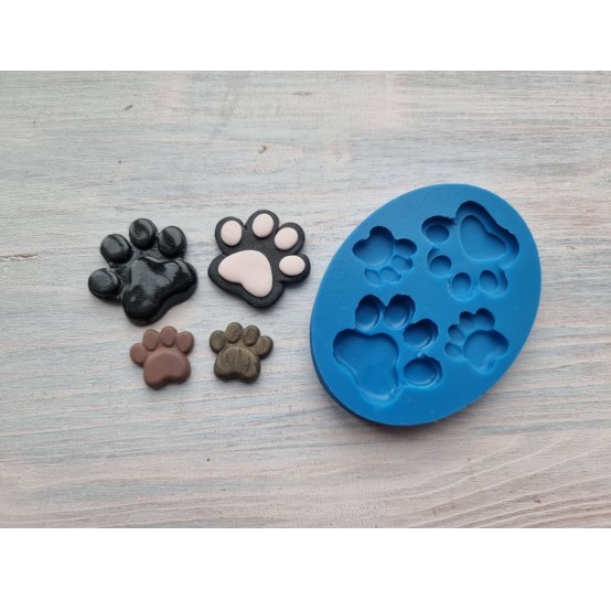 Silicone mold, Dog feet, 4 pcs., ~ 1.6-2.9 * 1.4-2.7 cm